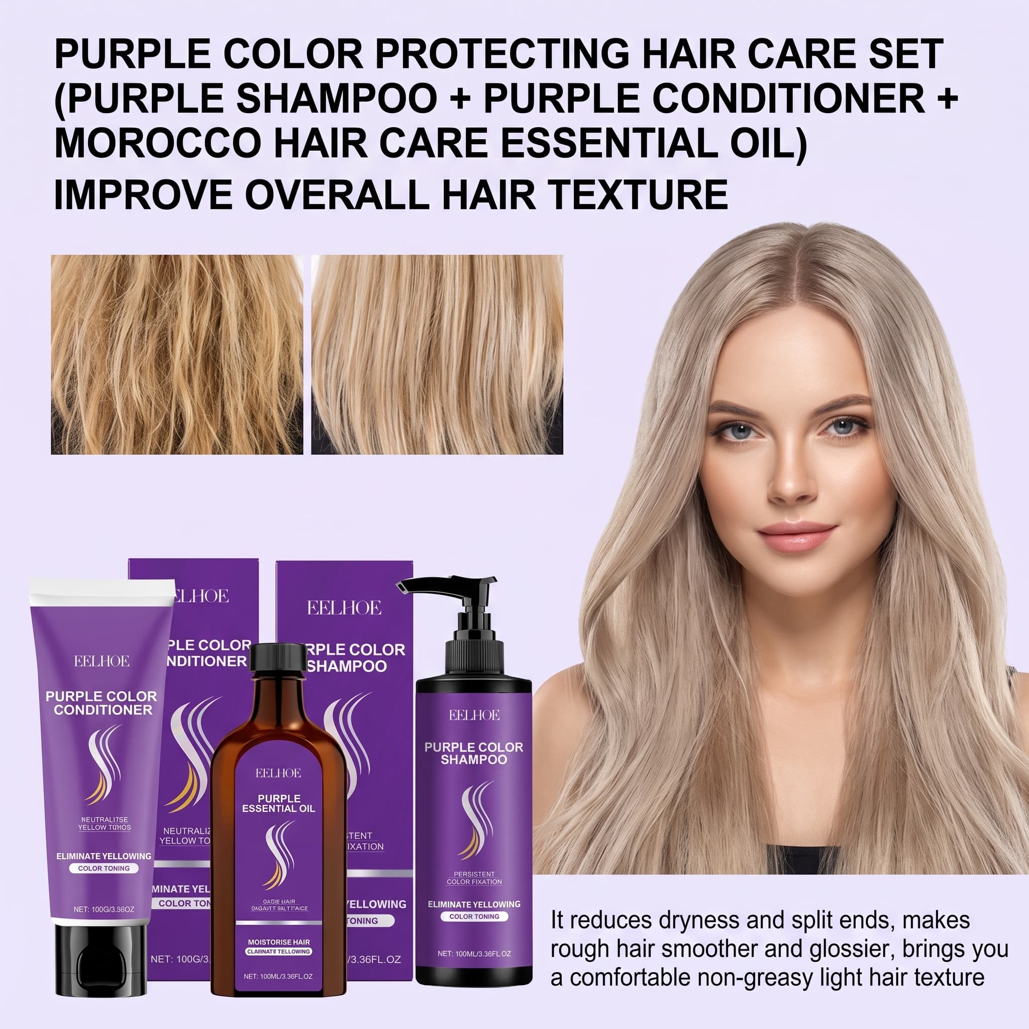 Hair Care Conditioner - Mor Şampuan Seti, Saç Kremi, Saç