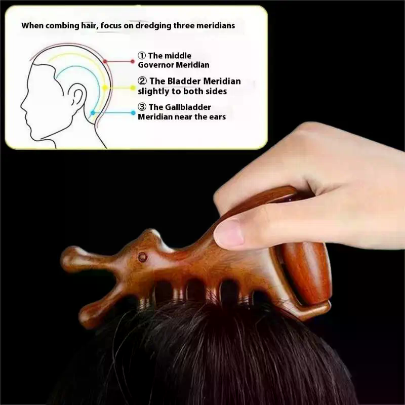 Hair Care Elseve - Ahşap Masaj Tarağı Baş Meridyeni Saç